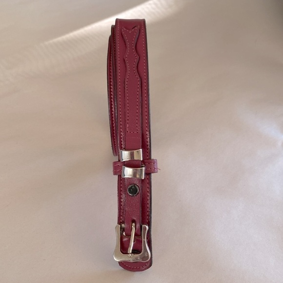 Justin Magenta Pink skinny belt cowgirl Western snap off buckle Leather Size 32 - Picture 2 of 12